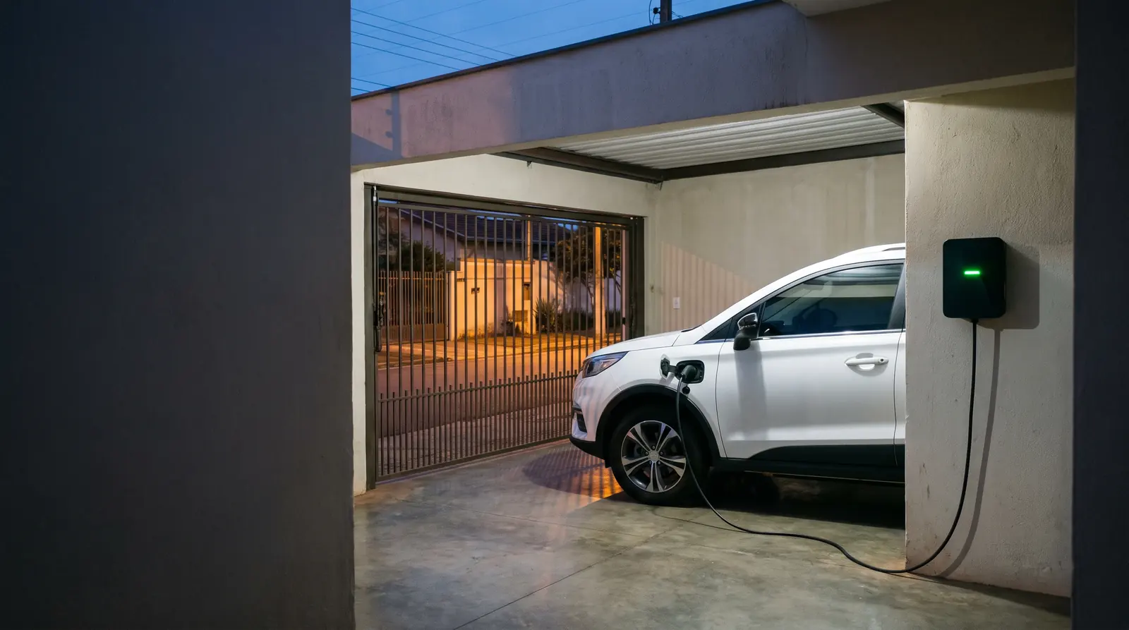 BYD Yuan Pro carregando num wallbox na garagem de uma casa